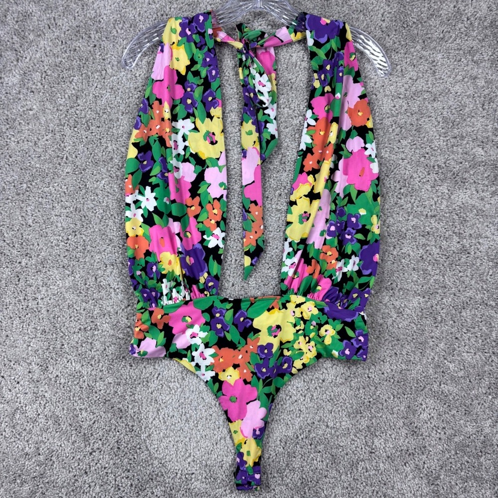 AFRM‎ Womens Floral Halter Deep V-Neck Bodysuit Multicolor AER002967FB22 Size M